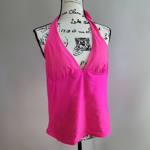 Old Navy XL hot pink halter v neck tankini swimsuit summer vacation - Picture 1 of 8